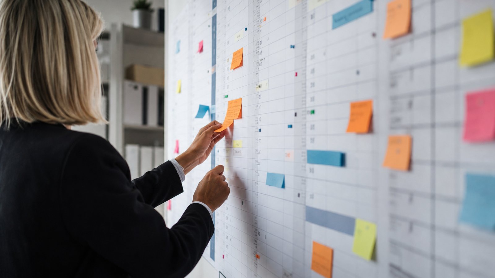 Calendrier mural partagé affichant les congés validés de plusieurs membres d'une équipe